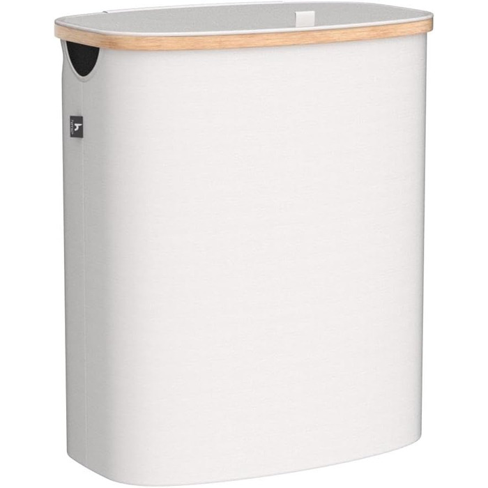 Ящик для белья Hennez 150 л - Корзина для белья 3 отделения - Крышка - Сортировщик белья с мешком для белья - Корзины для белья - бежевый бамбук - Контейнер для белья - Система сортировки белья - Сборник для белья 4) 150л Бежевый