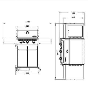 Газовый гриль SANTOS S-301 Black, с боковой горелкой, черный 900235 Код: 010949