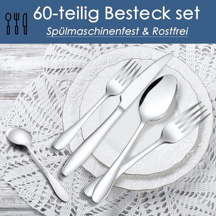Набір столових приборів з 60 предметів на 12 осіб Herogo