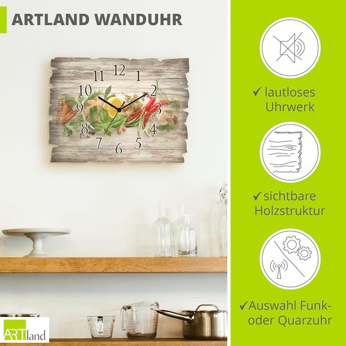 Настінний годинник без цокання 40 x 30 см ARTLAND