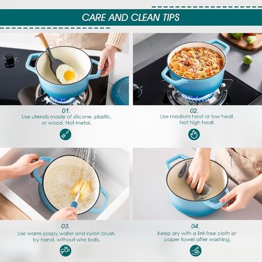 Чавунна сковорода Vancasso, чавунна каструля з кришкою, емальоване покриття об&39ємом 5 л, індукційна каструля, каструля, чавунна сковорода для всіх типів плит, підходить для індукції, кругла, кремово-біла, 5 л біла (синя, 20 см)