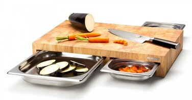 Обробна дошка з 3-ма висувними ящиками, каучукове дерево 50 х 32,5 см Continenta