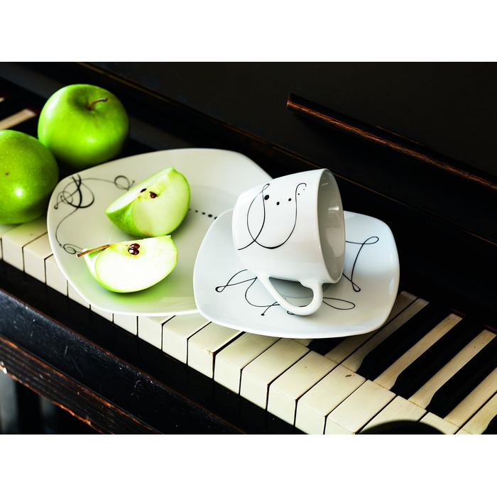 Серія Шансон, комбінований сервіз 30 предметів, порцеляновий набір посуду, на 6 персон, білий