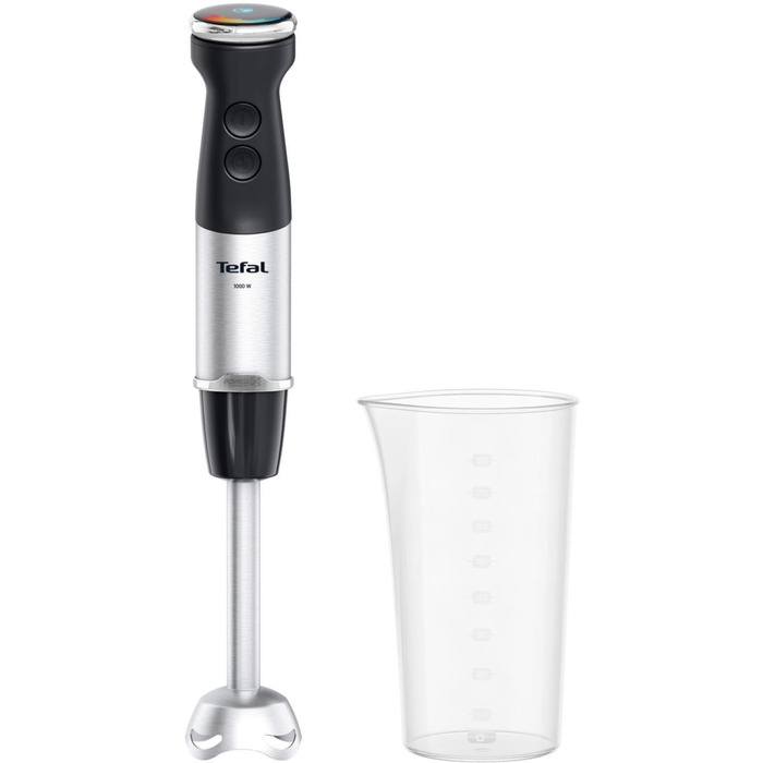 Tefal Блендер заглибний Quickchef+, 1000Вт, 4в1, чаша-800мл, чопер-500мл, кухонний комбайн 5в1, турборежим, сіро-чорний