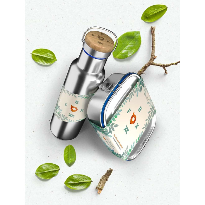 Ланч-бокс для дітей металевий 800 мл, 2 перегородки FOXBOXX