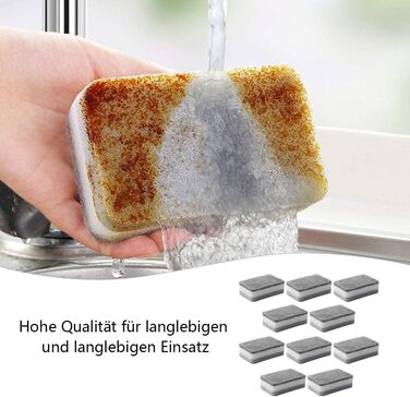 Губка чистящая, набор 10 предметов, серый LATRAT