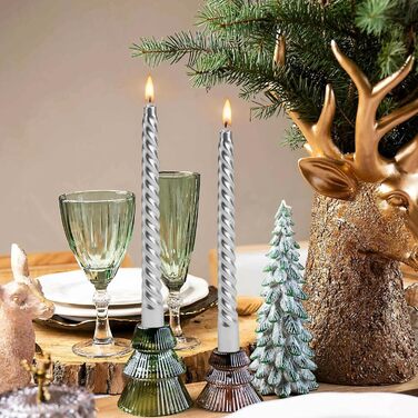 Набір з 4 конічних спіральних свічок 2 x 20 см, сріблястий Bolosa