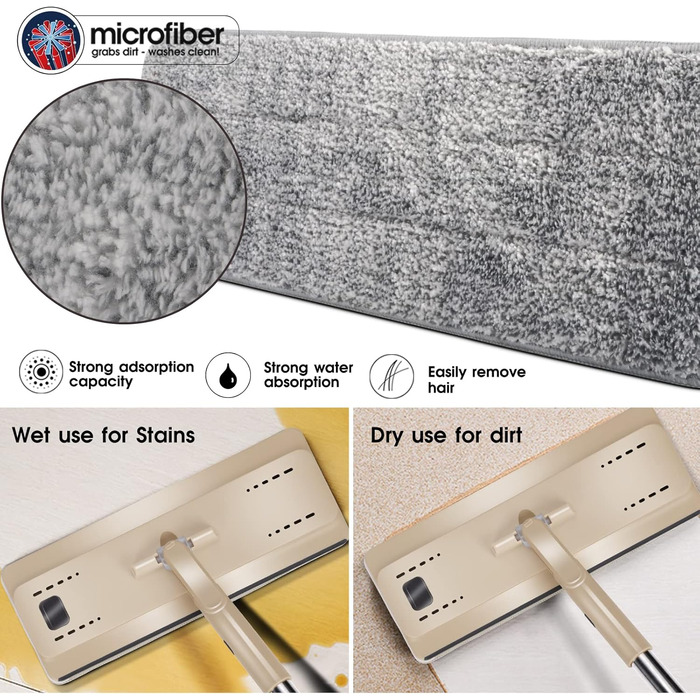 Набор швабр и ведром 140 см кремовый Masthome