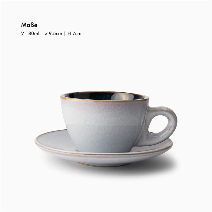 Чашки для капучино 180 мл с блюдцами, набор 4 предмета, темно-синие KIVY