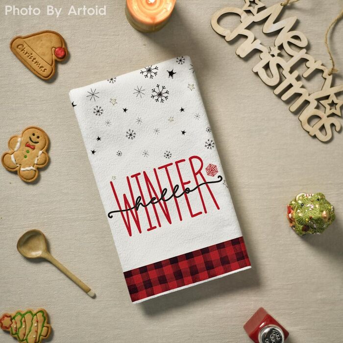 Набор из 4 рождественских кухонных полотенец 42 x 65 см, красный/белый Artoid Mode