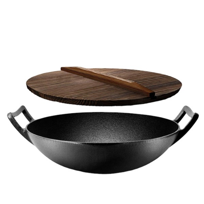 Чавунний вок казан з дерев'яною кришкою 35,5 х 10 см GRILLI