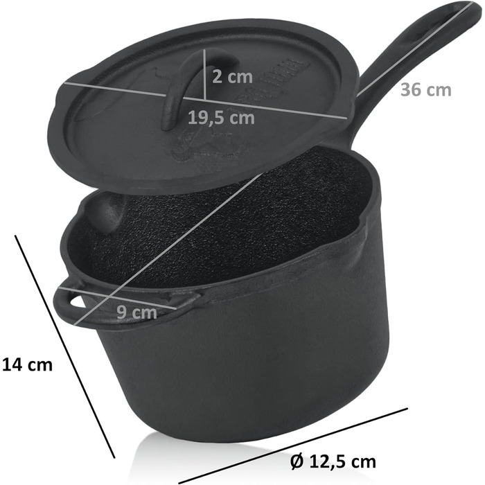 Сотейник чавунний 2 л з кришкою BBQ-Toro