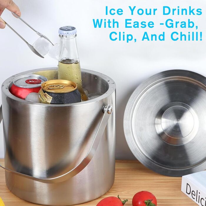 Відро для льоду 1,6 л з кришкою, совком та щипцями для льоду GMGXX