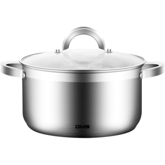 Набір каструль з нержавіючої сталі зі скляними кришками, 11 предметів DMS