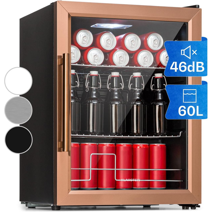 Міні-холодильник зі скляними дверцятами 60 л мідний Klarstein