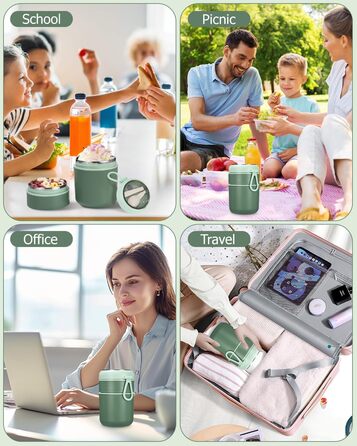 Стаканчик для пластівців 710 мл із складаною ложкою, зелений Nuxory