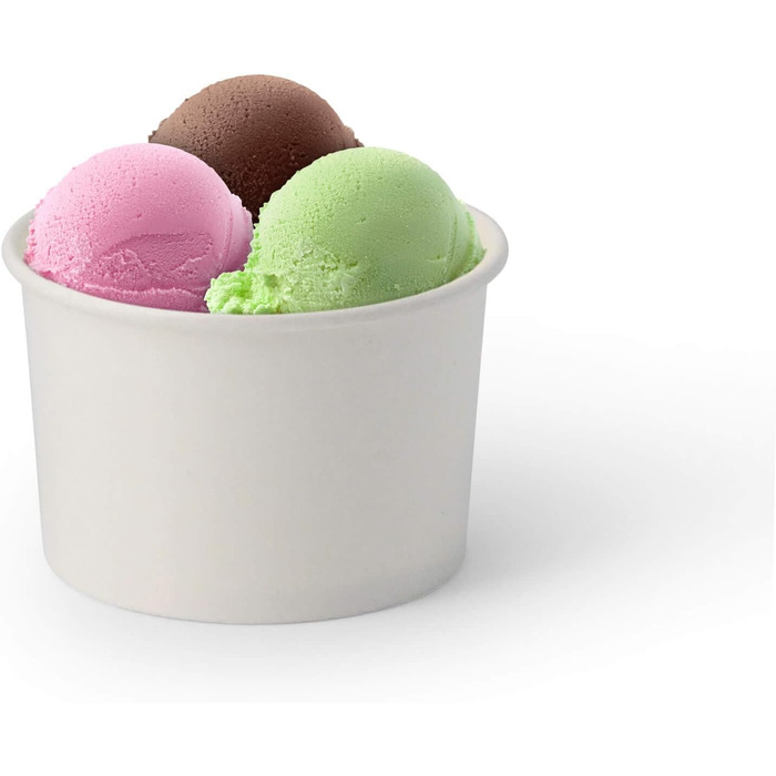 Картонні стаканчики для морозива 400 мл - Одноразові стаканчики без пластику та біорозкладні - Десертні миски на винос (білі, 200 мл (50 шт. )), 50 шт.