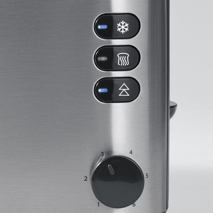 Автоматический тостер SEVERIN с длинными щелями, тостер с насадкой для булочки, высококачественный тостер из нержавеющей стали с большими камерами для запекания и мощностью 1400 Вт, матовая нержавеющая сталь/черный, AT 2509