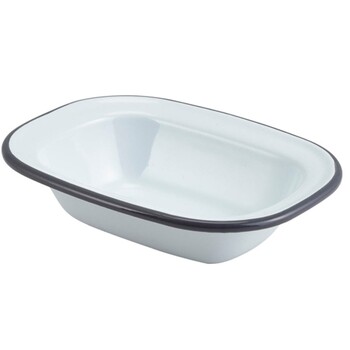 Блюдо глубокое, 20х15х4,5 см, эмаль, серый ободок, GenWare