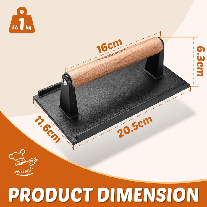 Прес для м'яса з чавуна прямокутна Freelander