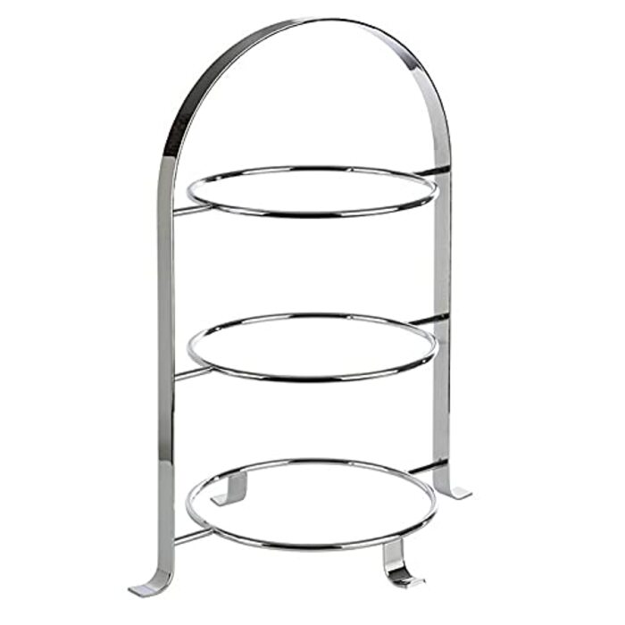 Стійка для сервірування APS високоякісна хромована металева підставка на 3 тарілки з максимальним Ø 27 см - загальна висота 43 см (тарілка в комплект не входить) 3 тарілки - Ø 27см
