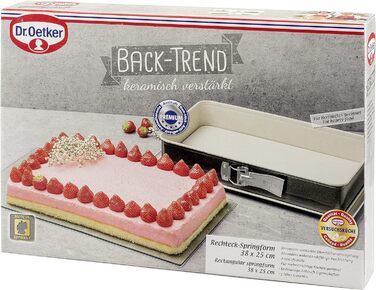 Прямокутна пружинна форма 28 см BACK-TREND, форма для торта із захистом від протікання, квадратна форма для випічки зі сталі з армованим керамікою антипригарним покриттям (колір крем/антрацит), кількість (38 x 25 см, одинарна)