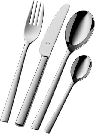 Набір столових приборів Silit Trend на 6 осіб, 24 предмети, з моноблочним ножем, полірована нержавіюча сталь Crominox, стійка до корозії, подряпин, довговічна, придатна для миття в посудомийній машині