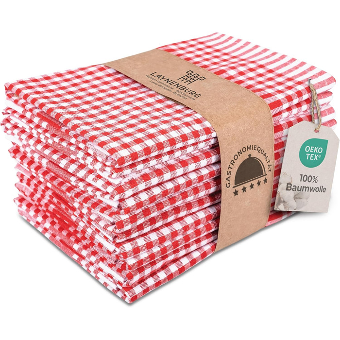 Набір із 10 кухонних рушників 45x65 см, червоні LAYNENBURG