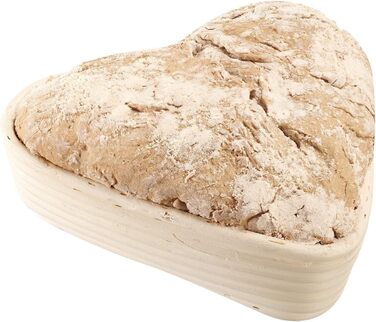 Кошик для вистоювання Westmark, для тіста для хліба 1500-2000 г, овальний, довжина приблизно 40 см, ротангова тростина, світло-бежева, 32022270 (набір з 2 шт. - декор, форма серця)