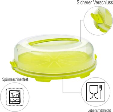 Купол для коржів Rotho Fresh, пластик (PP), без BPA, (35,5 x 34,5 x 11,6 см) (зелений/прозорий)