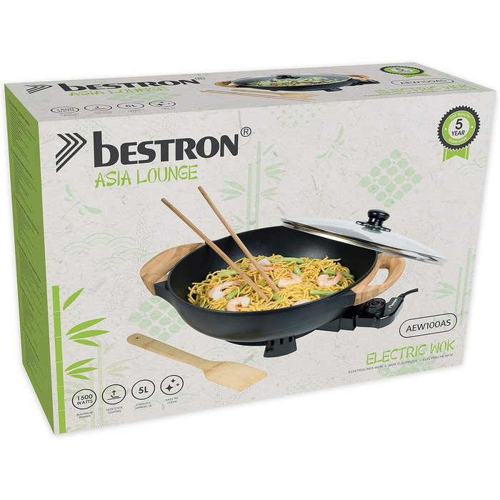 Электрический вок с бамбуковыми ручками 5 л., 1500 Вт Bestron