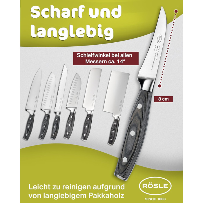 Ніж для чищення овочів 8 см Wolfgrey Rosle