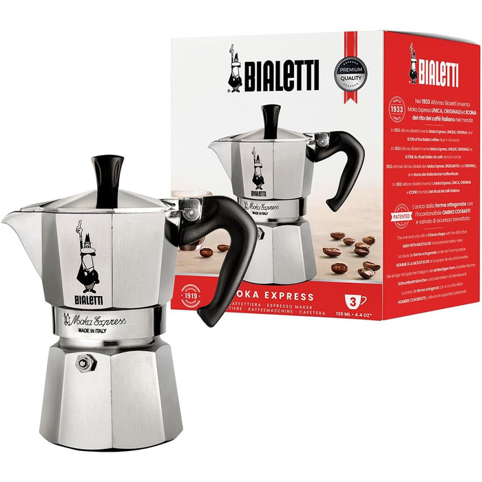 Кавоварка гейзерна 130 мл на 3 чашки Moka Express Bialetti