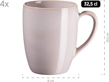 Набір посуду MSER 931545 Ossia для 4 осіб у середземноморському вінтажному образі, комбінований сервіз із 16 предметів у рожевому кольорі, кераміці