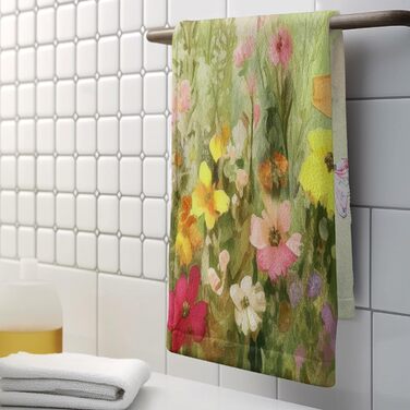 Різдвяні кухонні рушники Kwlegh, рушник для рук, різдвяна ялинка, цукерка-тростина, сніжинка, рушник для пальців, набір з 2 шт. , милий чоловічий банний рушник, високопоглинаючі рушники, 36 x (картина олією з квітами)