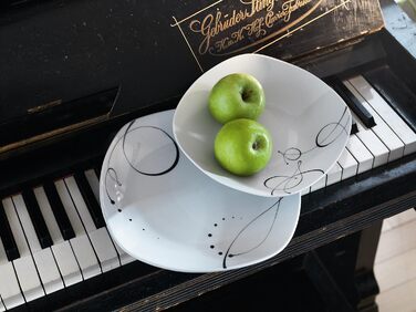 Серія Шансон, комбінований сервіз 30 предметів, порцеляновий набір посуду, на 6 персон, білий