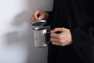 Мл Титанова кружка Кемпінгова кружка Відкритий чай Кава Дорожня кружка з кришкою та відкидною ручкою Легка кружка для води Чашка для пікніка Металевий посуд Ti3034D (чашка Ti3025d-420 мл з кришкою), 300