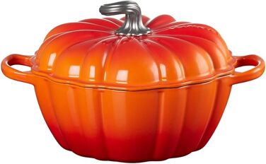 Чугунная жаровня в форме тыквы 4 л с крышкой, оранжевая Calabaza Cocotte LE CREUSET