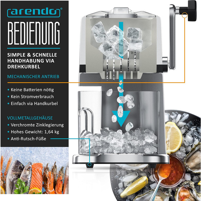 Ручний льодоподрібнювач з нержавіючої сталі 1,1 л Arendo