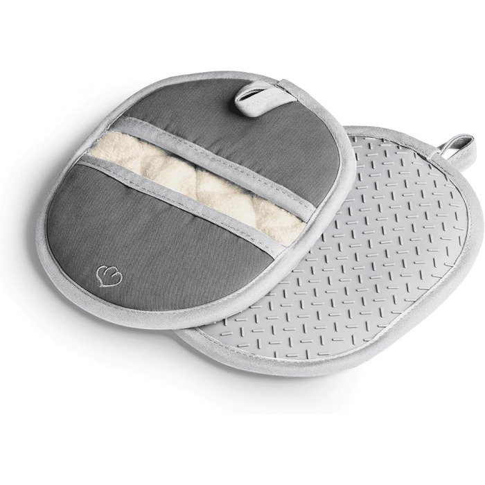 Набір 2 шт. Силікон і бавовна, термостійкі (прихватки, сірі)