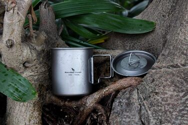 Мл Титанова кружка Кемпінгова кружка Відкритий чай Кава Дорожня кружка з кришкою та відкидною ручкою Легка кружка для води Чашка для пікніка Металевий посуд Ti3034D (чашка Ti3025d-420 мл з кришкою), 300