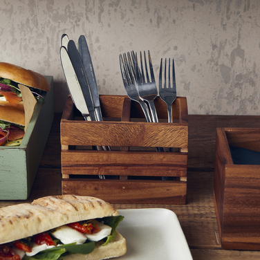 Підставка для столових приладів, 2 відділення, дерево, акація, GenWare