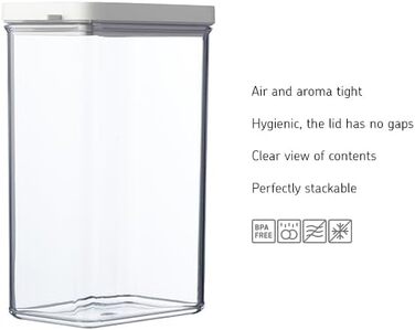 Банки для хранения Mepal с крышками - Герметичные и штабелируемые контейнеры для хранения - Хранение и организация на кухне - Можно мыть в посудомоечной машине - 700 мл, 1100 мл и 2000 мл - Черный (набор из 3 шт., Nordic White)