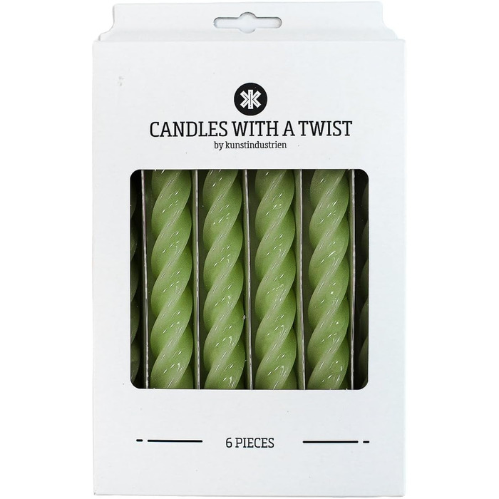 Набір з 6 декоративних свічок 2,2 x 21 см, лісовий зелений Candles with a Twist Kunstindustrien
