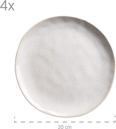 Серия MSER Frozen, Набор керамической посуды на 4 персоны, Комбинированный сервиз из 16 предметов с органическими формами, Сервиз с цветными крапинками, Керамогранит, Белый