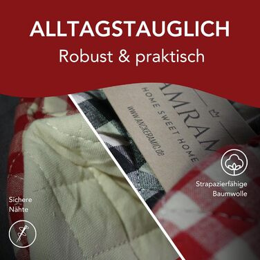 Набір з 2 рукавичок для духовки 14 х 17 см, червоно-чорні в клітинку AMRAMI