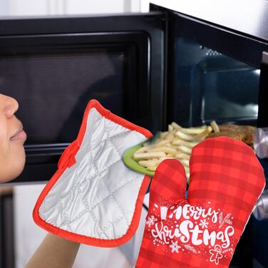 Різдвяний набір з 2 прихваток та 2 рукавичок для духовки, 4 предмети, червоний Cabilock