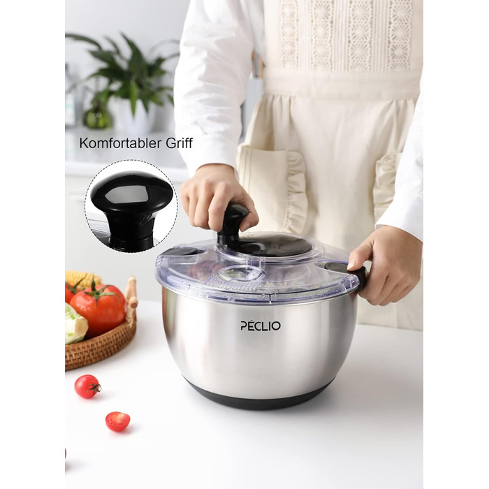 Сушарка для салату 4,5 л чорна Peclio