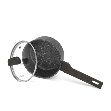 Ківш Fissman CARRIE 16x7,6 см/1,4 л зі скляною кришкою алюміній з антипригарним покриттям (14481)