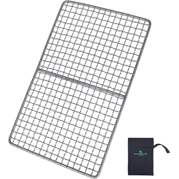 Титановая решетка для приготовления пищи Решетка для гриля на открытом воздухе Древесный уголь Барбекю Сетка Гриль Пластина Сверхлегкая охлаждающая стойка для выпечки Тяжелая еда Приготовление пищи Обжарка Кухонная утварь и подвесная цепь для кемпинга на 